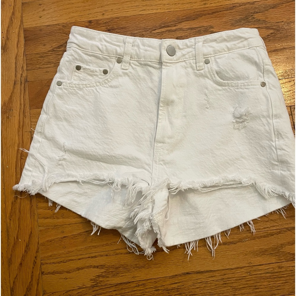 Zara Distressed White Shorts